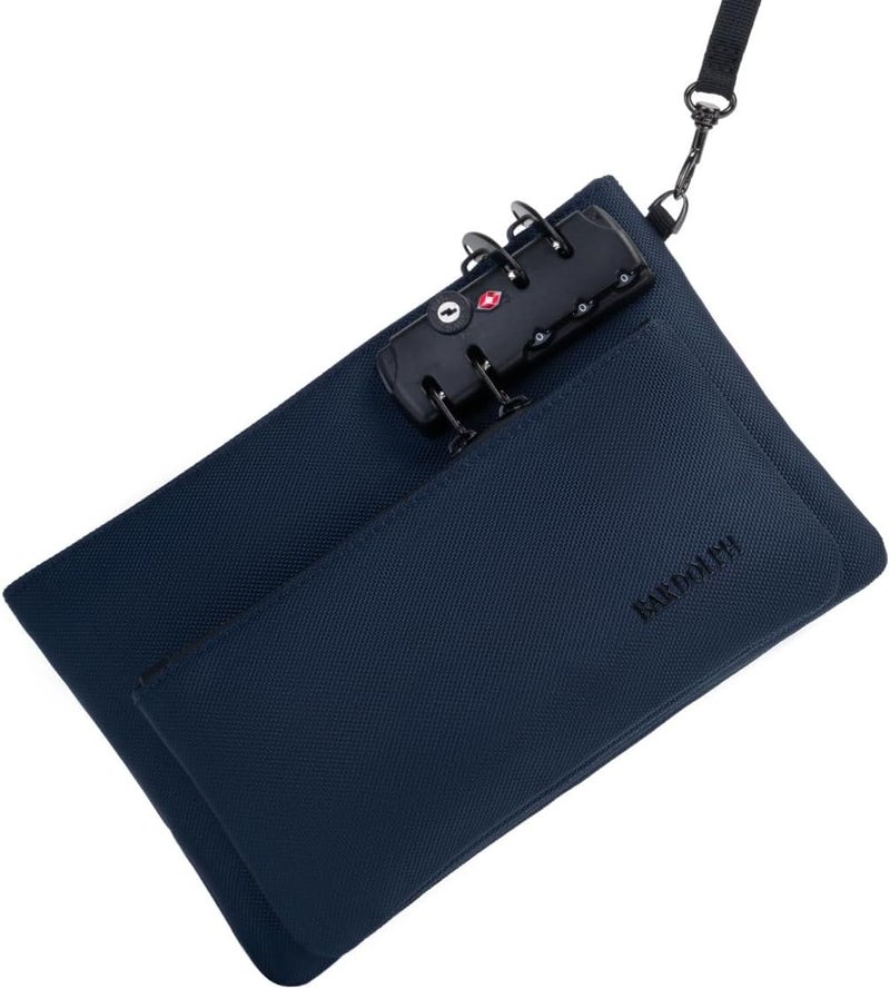 BARDOLPH Money Bag with Lock, Double layer Men & Women's Locking Accessories Pouch, Bank Bag,CashBag with Lock and Zipper NotaryBag with Lock (BLUE) - Image 5